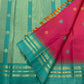 Mayil Chakram butta detail on shot colour tomato red pink Kancheepuram handwoven silk saree