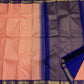 Handwoven Kanchi Kattam saree in soft peach ivory, folded view