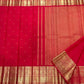 Handwoven Kanchipuram Butta Vermilion Red pure silk saree, full drape