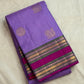 Clear lilac-lavender purple with fine gold checks pure silk Kanchipuram saree, purple pink handwoven kanchipuram silk; traditional Zari Kattam weave.