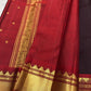 Handwoven Kanchipuram Paaku brown pure silk saree with zari detailing, close view