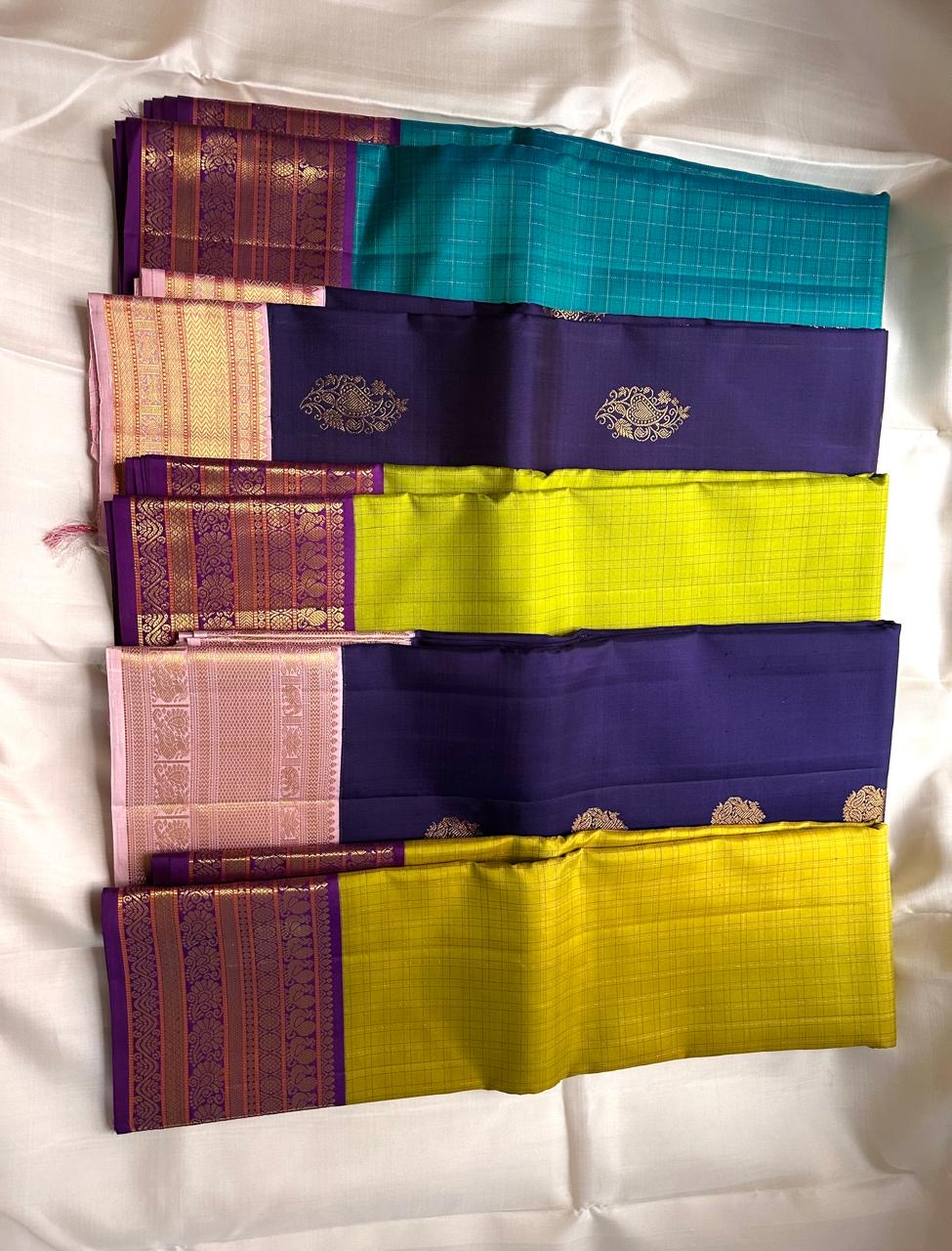 Handwoven Kanjeevaram pure silk saree – peacock teal grand pallu — Idam Living