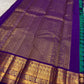 Traditional Kanchipuram Korvai saree in teal blue with separately woven royal purple border