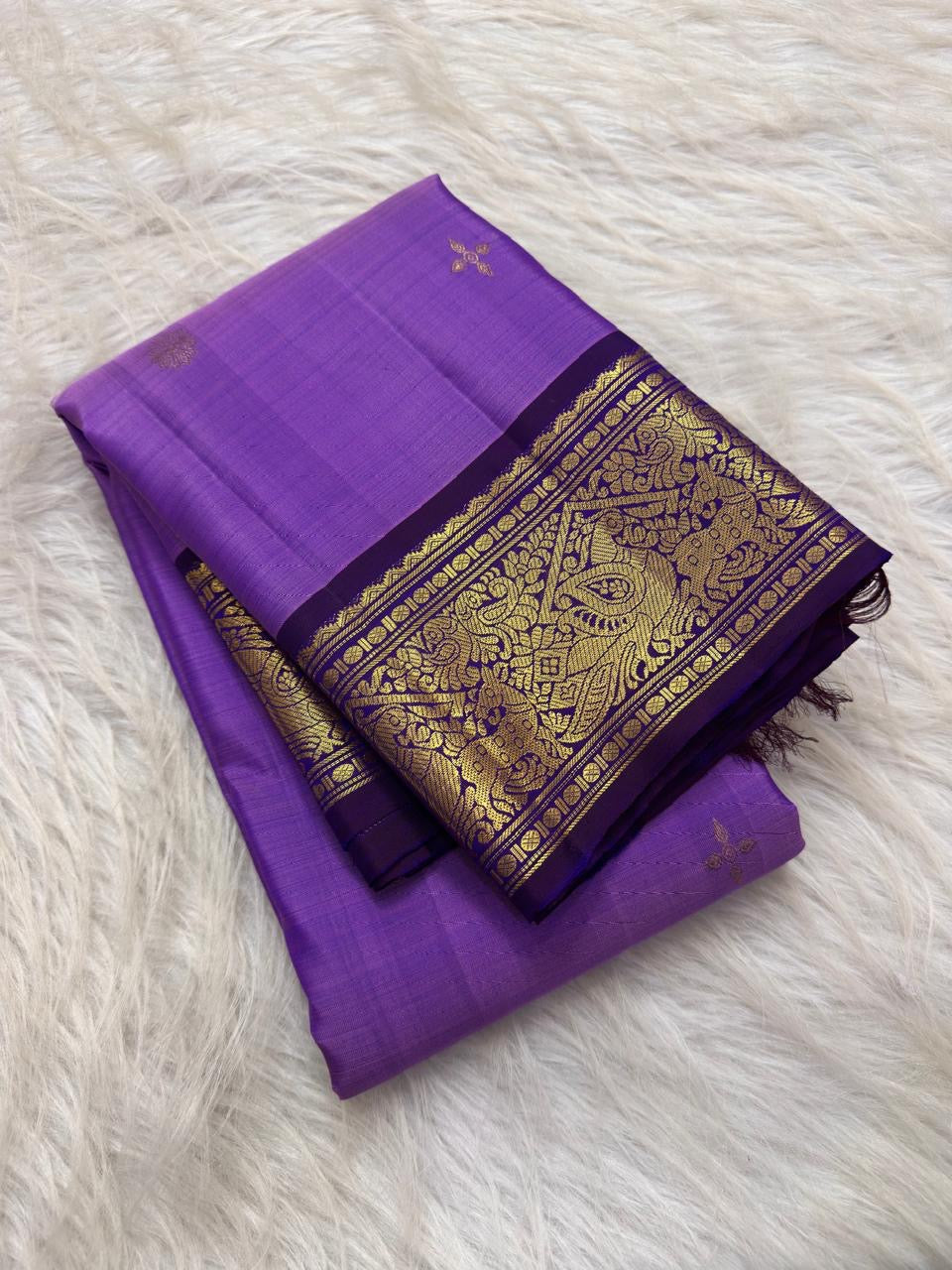 Deep-violet Vanasringaram zari border on Pure Silk saree