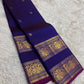 Deep Purple and Magenta Handwoven Pure Silk KanchiPattu Saree with Rettapet Yaanai Chakram Butta and Annam Pallu Border
