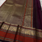 Vermilion Red pure silk Kanjivaram saree, Butta weave with Deep Aubergine border — blouse piece detail