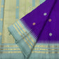 Ice blue Korvai Varisaipet border of royal violet blue Kanjeevaram saree with Kaal Irangiya temple edge and antique gold zari