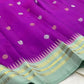 Orchid purple Kanjipuram silk saree body close-up showing Mayil Chakram circular peacock medallion buttas in coloured silk thread