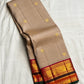 Sandalwood Taupe Pure Silk Kanjivaram Varisaipet Saree with Kamalam Motifs – view 2