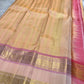 Peach Blush Handwoven Pure Silk Kanchipuram Rettapet Saree with Pink Border – view 5