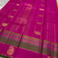 Butta Kanjivaram saree with checked body, geometric border and traditional maanga zari detailing.