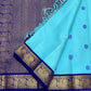 Aqua Blue Handwoven Pure Silk Kanjivaram Saree with Korvai Peacock Border