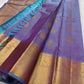Iridescent Lavender Blue pure silk Kancheepuram saree, Butta weave with Antique Gold Zari border — pallu detail