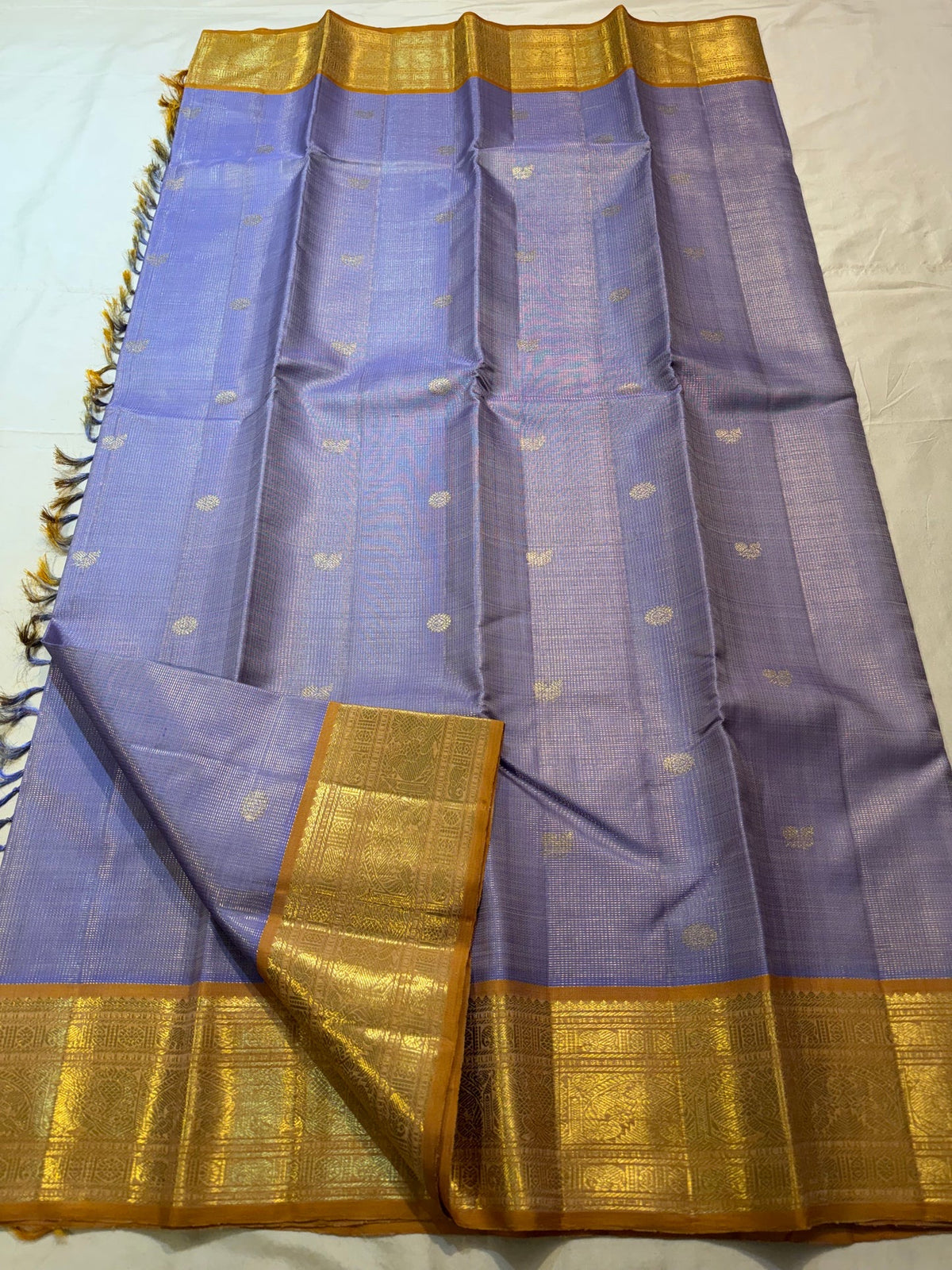 Lavender Vairaoosi Kanchipuram silk saree, full drape