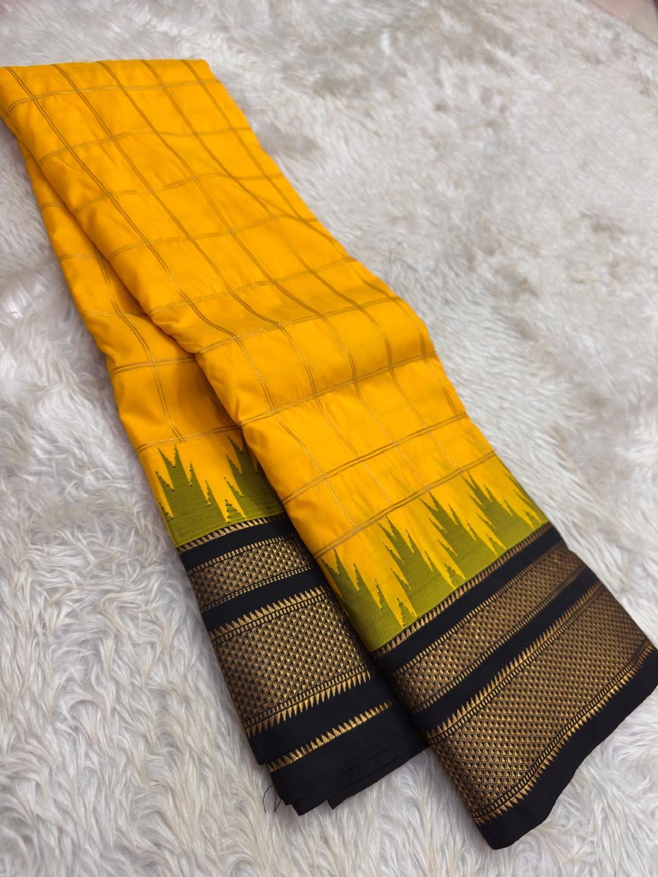 Silk Mark certified lightweight Arani saree with antique zari work