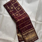 Deep cinnamon brown handwoven lightweight Kanjeevaram silk saree with zari kattam weave