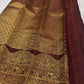 Maroon Kanjipuram pure silk saree, handwoven with tonal zari butta motifs, Idam Living