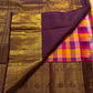 Multicolour Handwoven Pure Silk Kanjivaram Paalum Pazhamum Saree with Aubergine Gold Zari Border