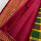 Close view of precisely woven multicolour checks on Pure Silk Kanchipuram