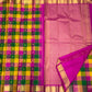 Handwoven multicolour Kanchipuram silk saree draped view