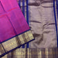 Handwoven fuchsia lightweight silk saree with royal blue varisaipet border — Idam Living
