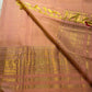 Peach and Maroon Handwoven Pure Silk Kanchipuram Saree with Varisaipet Peacock Border