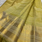 Peridot Green Handwoven Pure Silk Kanjeevaram Saree with Varisaipet Weave and Gold Zari Border