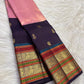 Rose pink tissue silk surface with warm gold zari handwoven detail