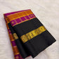 Handwoven raspberry pink and rust orange Kancheepuram saree, full drape