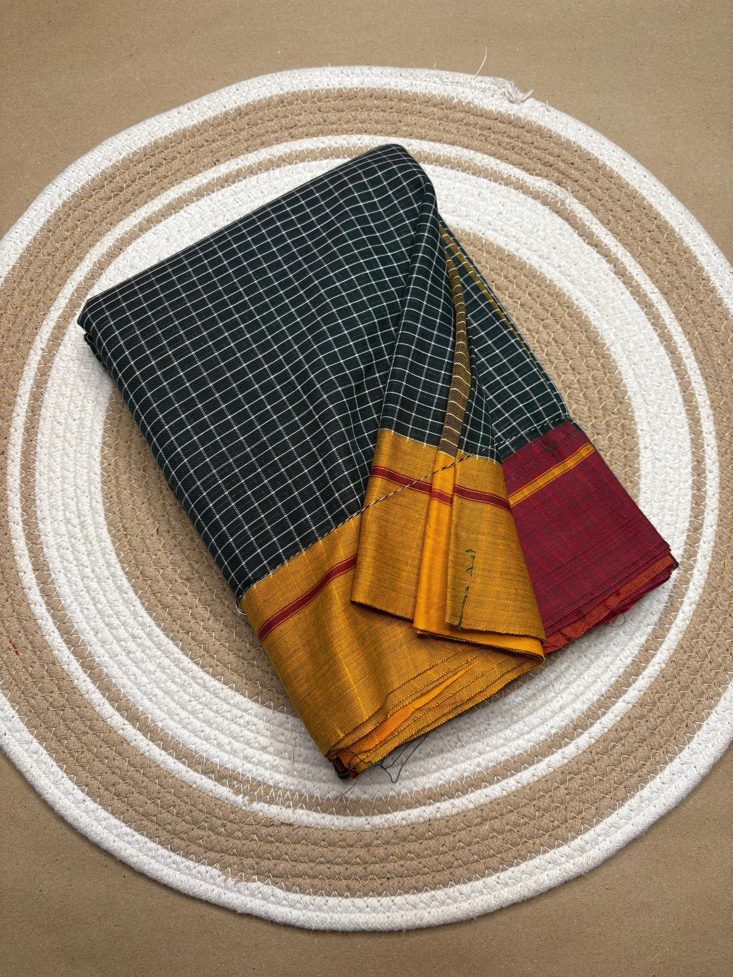 Authentic Handwoven Patteda Anchu Cotton Saree