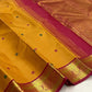 Golden ochre Korvai KanchiPattu silk saree, full drape with silk thread buttas — Idam Living