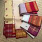 Handwoven ivory Pure Kancheepuram Korvai silk saree with multicolour floral silk thread buttas — Idam Living