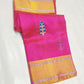 Handwoven Pure Silk Chanderi saree with luminous Rani pink body