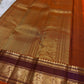 Burgundy Deep Coffee Brown and Orange Handwoven Pure Silk Kanjivaram Saree with Kamalam Butta and Silk Thread Zari Border