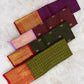 Olive Green pure silk Kanjivaram saree, Zari Kattam weave with Vermilion Gold Zari border — pallu detail
