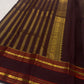 Handwoven Deep Kaapi Maroon Kanchipuram silk saree, full drape, Oosivaanam-style vertical lines