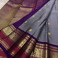 Steel Grey and Kanchana Purple Handwoven Pure Silk Kanchipuram Saree with Mayil Butta and Vanasringaram Yaanai Border