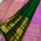Varisaipet border registers in rose-gold zari on a handwoven pure silk Kanchipuram saree