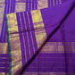 Royal Purple Handwoven Pure Silk Kanjeevaram Varisaipet Saree with Green Selvedge and Gold Zari