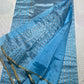 Ramar Blue Chanderi saree with silver-toned border lines