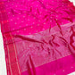 Handwoven Rani pink Chanderi saree with zari buttas across the body
