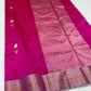 Handwoven Chanderi saree showing Rani Pink body and Eknaal butti