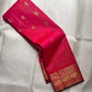 Raspberry pink handwoven KanchiPattu silk saree — full saree showing handwoven silk texture