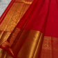 Vermillion red pure silk Kanchipuram Butta saree, view 4