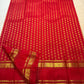 Classic Red Handwoven Pure Silk KanchiPattu Rettapet Saree with Surya Kamalam and Yaanai Gold Zari