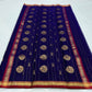 Deep blue Chanderi silk saree with traditional gold zari detailing