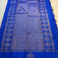 Handwoven royal blue Kanjipuram silk saree — Zari Kattam grid detail, Silk Mark certified