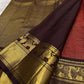 Handwoven rust red Vairaoosi Kanchi Pattu saree, full drape