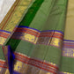 Handwoven sage olive Kanjivaram saree, full drape
