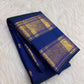 Handwoven Royal Sapphire Blue Kanchipuram saree Kamalam Mayil butta detail
